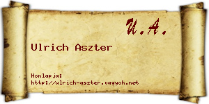 Ulrich Aszter névjegykártya